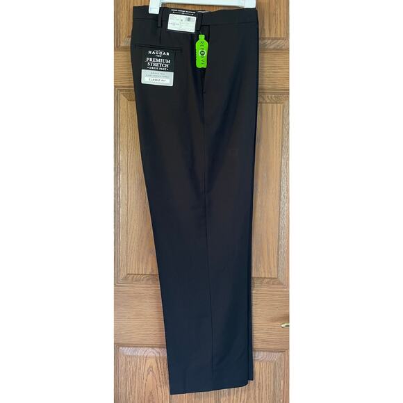 NWT Haggar H26 Men’s Stretch Dress Pants Black size 40x32 midweight relaxed leg - Picture 7 of 9